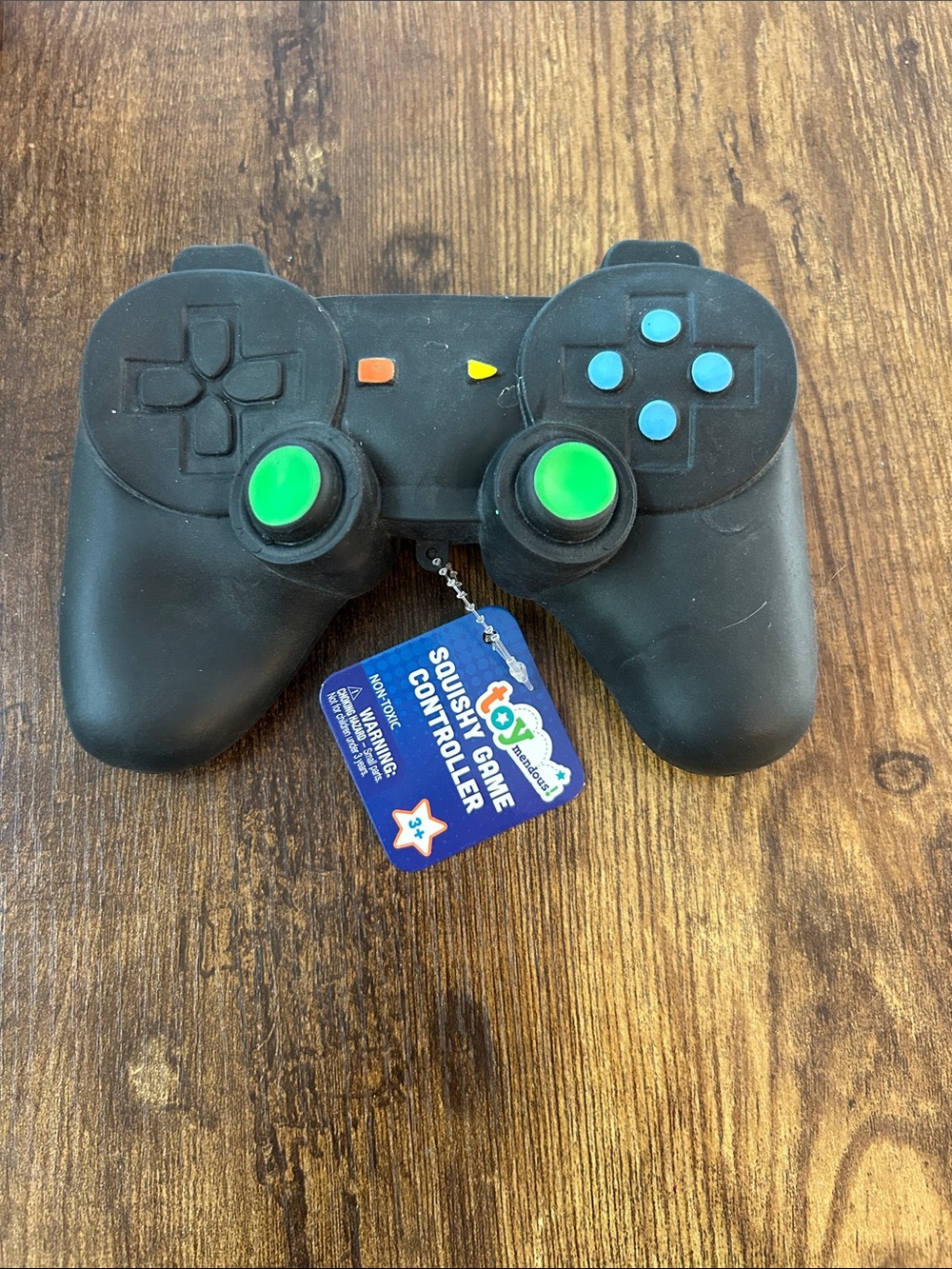 Kids Black Squeaky Game Controller Toy with Green and Blue Accents